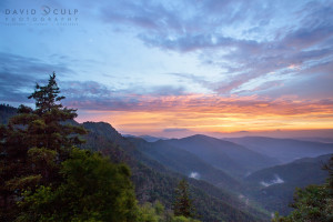 A beautiful sunset from the Chimney Tops in the Great Smoky Mountain National Park.